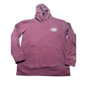 Vans Off the Wall Hoodie Kangaroo Pocket Front Back Graphic Maroon Burgundy Sz M